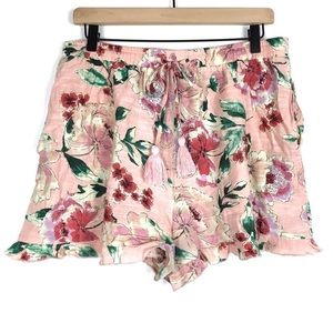 BAND OF GYPSIES Shorts Floral Tassel Ruffle High Waist Garden Party Size Large